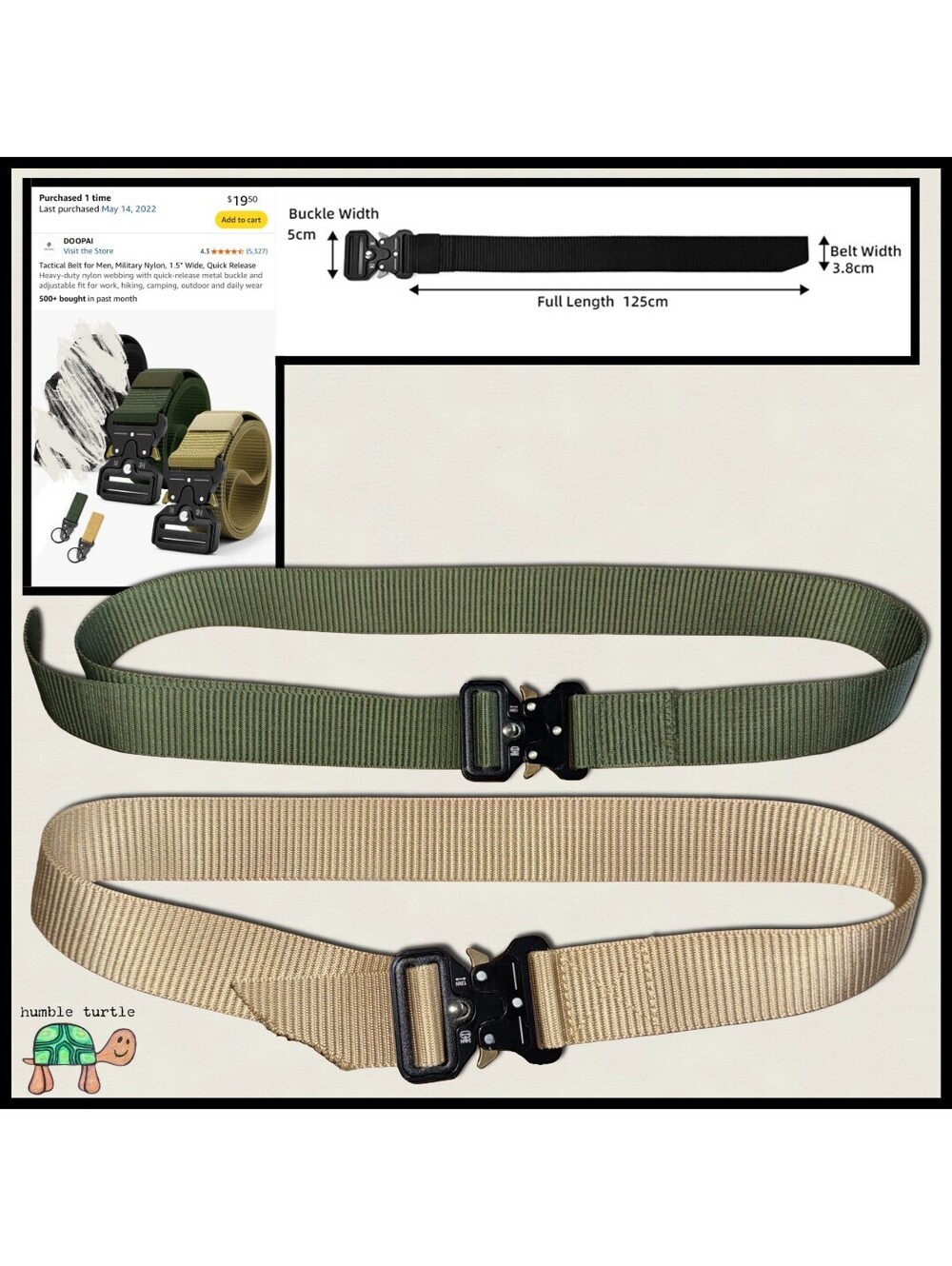 2 DOOPAI Tactical Belts for Men, Military Nylon Heavy-Duty Adjustable | EUC